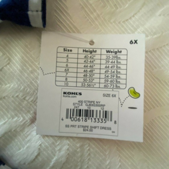 Jumping Beans Girls Blue Striped Pocket Dress 6X - Picture 7 of 7